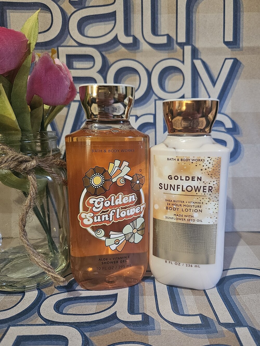 NWT Bath & Body Works Golden Sunflower Bodycare Set - Yellow & White